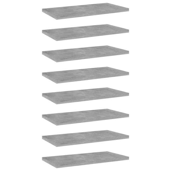 vidaXL riiuliplaadid 8 tk, betoonhall, 40x20x1,5 cm, puitlaastplaat