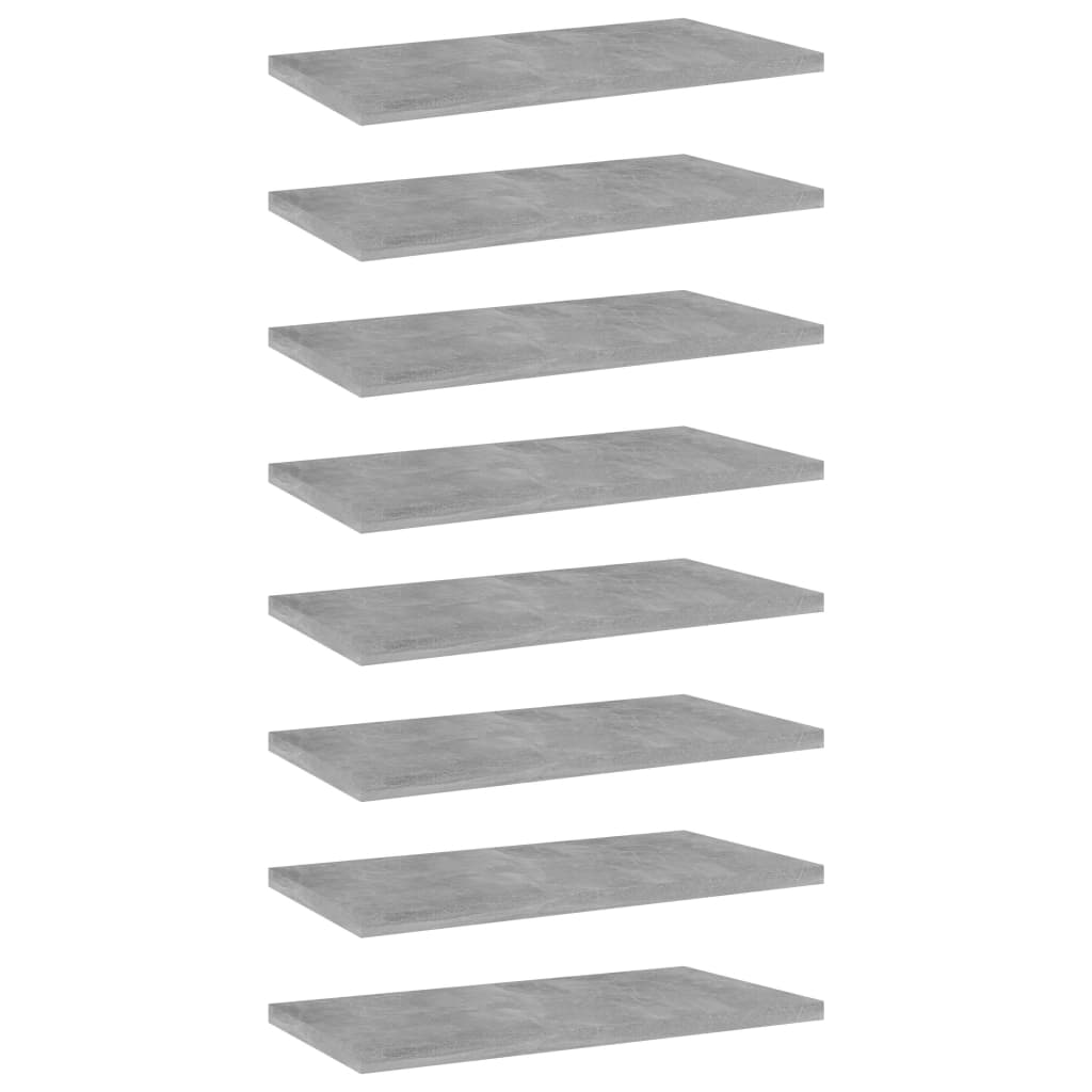 805147 vidaXL Bookshelf Boards 8 pcs Concrete Grey 40x20x1,5 cm Engineered Wood vidaXL