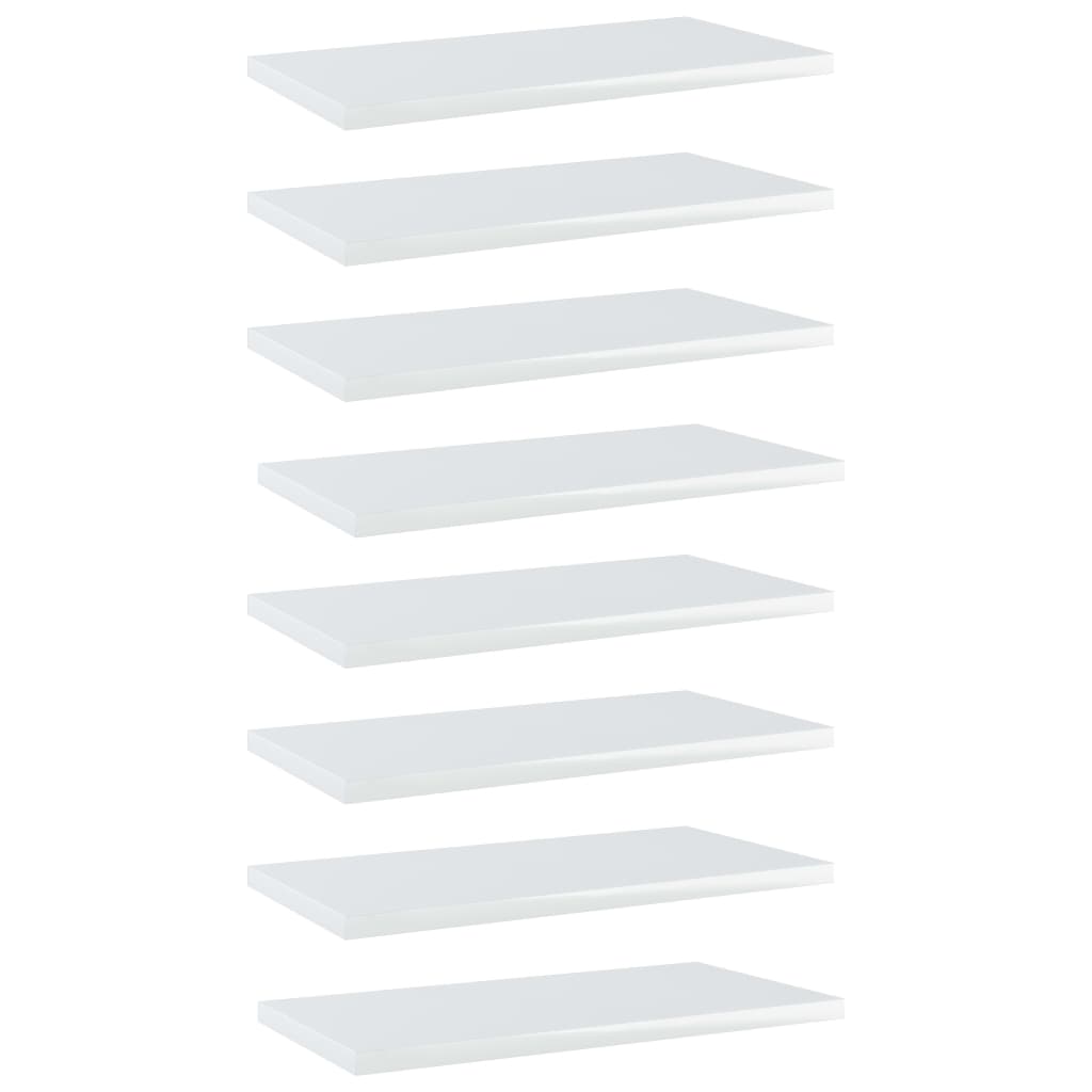 Bücherregal-Bretter 8 Stk. Hochglanz-Weiß 40x20x1,5 cm
