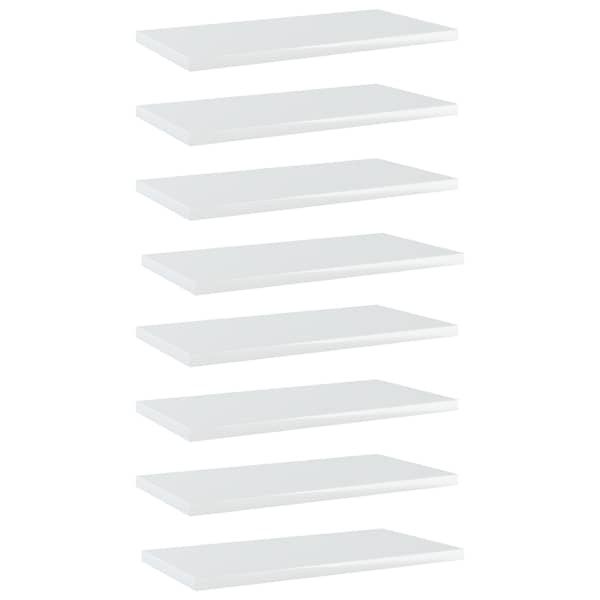 vidaXL riiuliplaadid 8 tk, k&otilde;rgl&auml;ikega valge, 40x20x1,5 cm, tehispuit