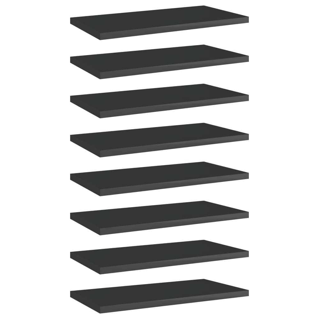 Photos - Display Cabinet / Bookcase VidaXL Bookshelf Boards 8 pcs High Gloss Black 15.7"x7.9"x0.6" Engineered Wood 