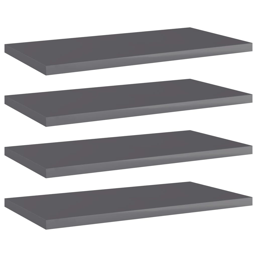 Image of vidaXL Bookshelf Boards 4 pcs High Gloss Grey 40x20x1.5 cm Engineered Wood