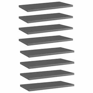 vidaXL riiuliplaadid 8 tk, hall, 40x20x1,5 cm, puitlaastplaat