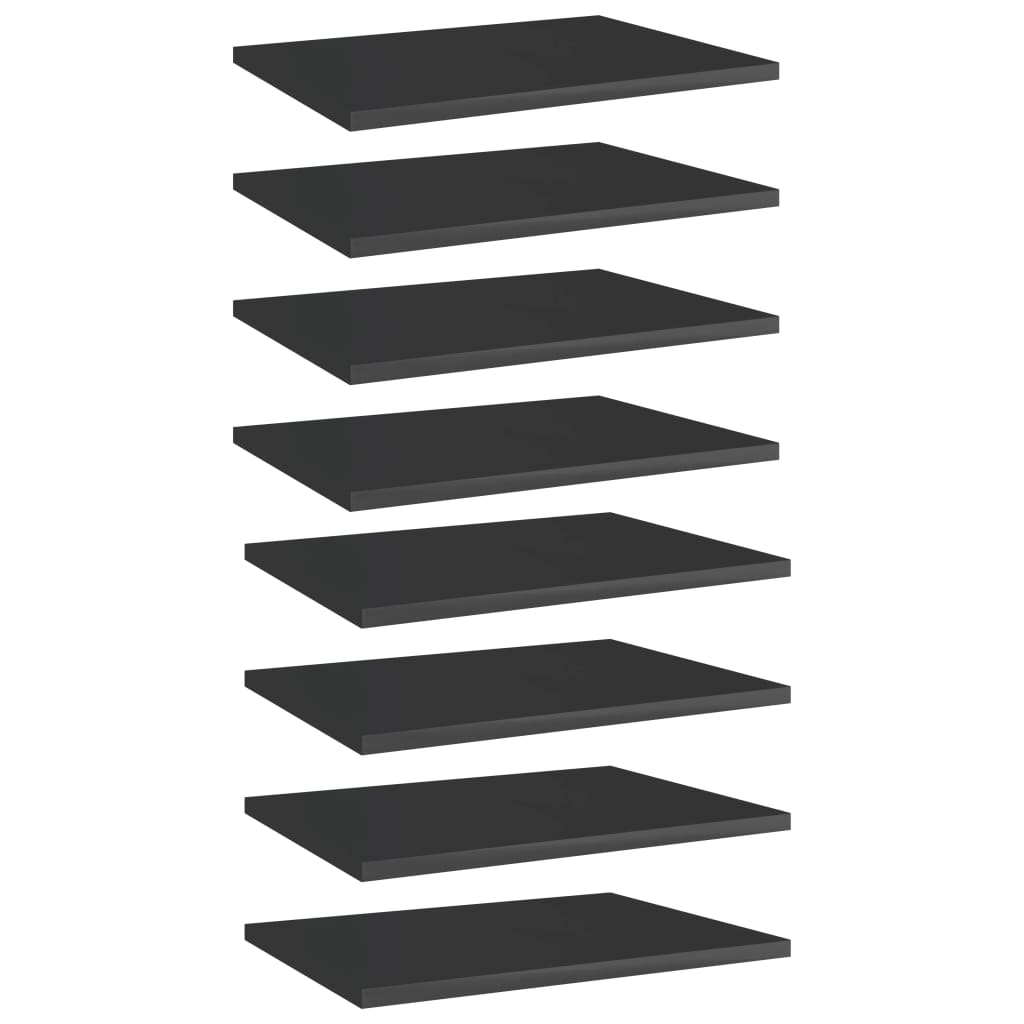 Image of vidaXL Bookshelf Boards 8 pcs High Gloss Black 40x30x1.5 cm Engineered Wood