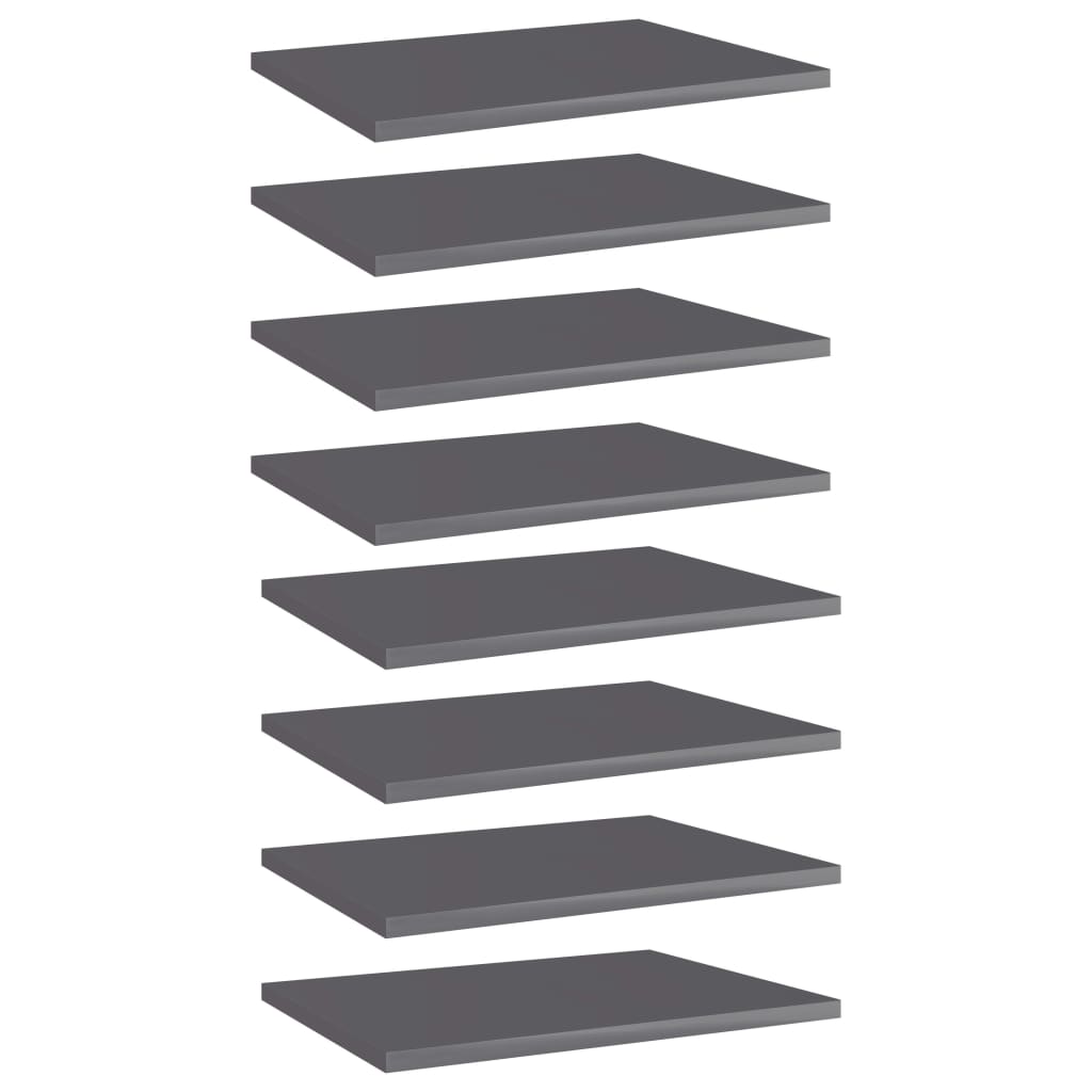 

vidaXL Bookshelf Boards 8 pcs High Gloss Gray 15.7"x11.8"x0.6" Engineered Wood