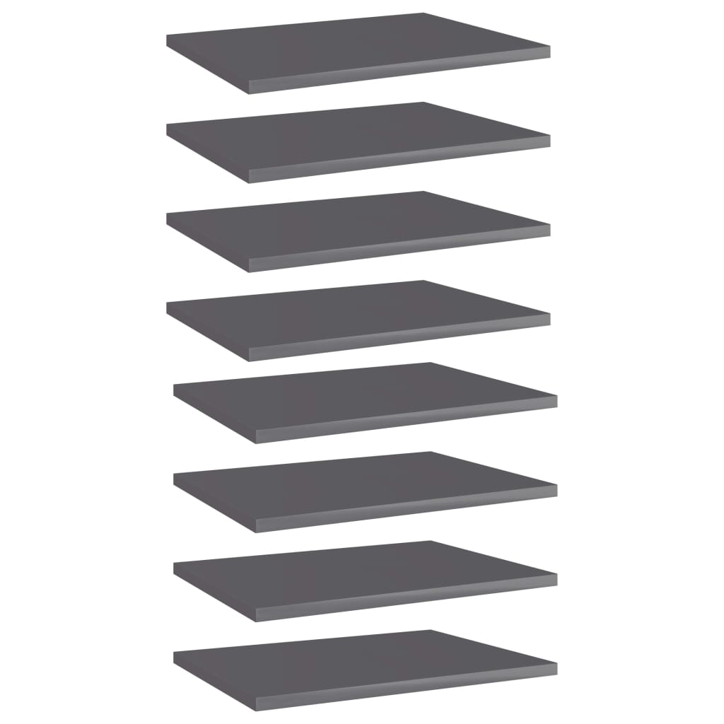 Image of vidaXL Bookshelf Boards 8 pcs High Gloss Grey 40x30x1.5 cm Engineered Wood