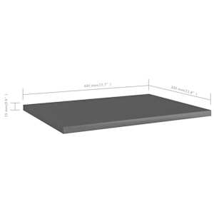 Police na knihy 8 ks šedé lesklé 40x30x1,5 cm kompozitní dřevo - obrázek 5