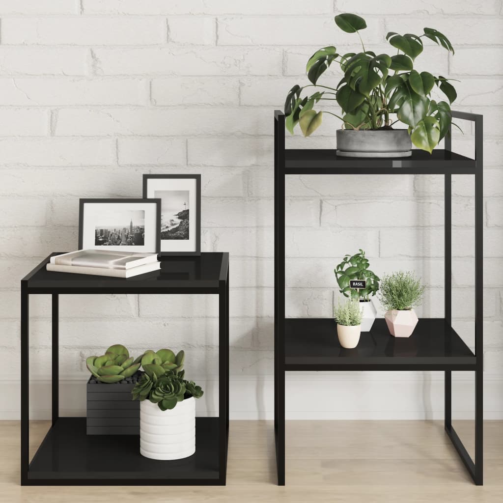 

vidaXL Wandschappen 8 st 40x40x1,5 cm spaanplaat hoogglans zwart