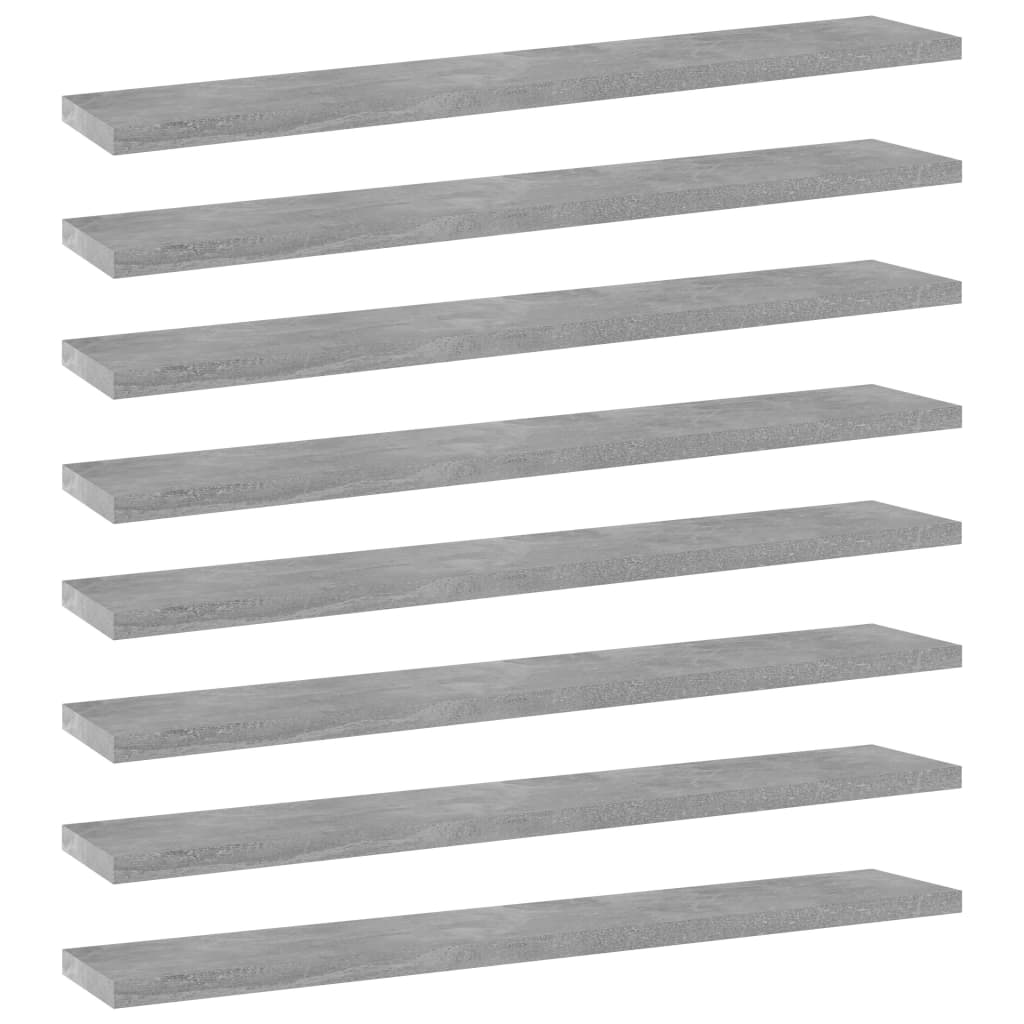 Image of vidaXL Bookshelf Boards 8 pcs Concrete Grey 60x10x1.5 cm Engineered Wood