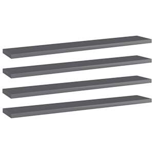 Dodatne police za omaro 4 kosi visok sijaj sive 60x10x1,5 cm