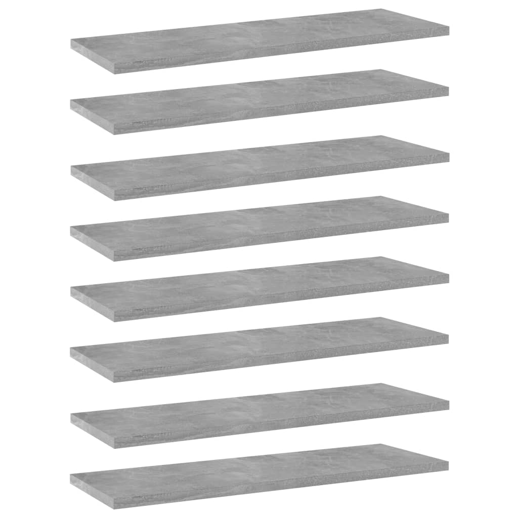 

vidaXL Bookshelf Boards 8 pcs Concrete Gray 23.6"x7.9"x0.6" Engineered Wood