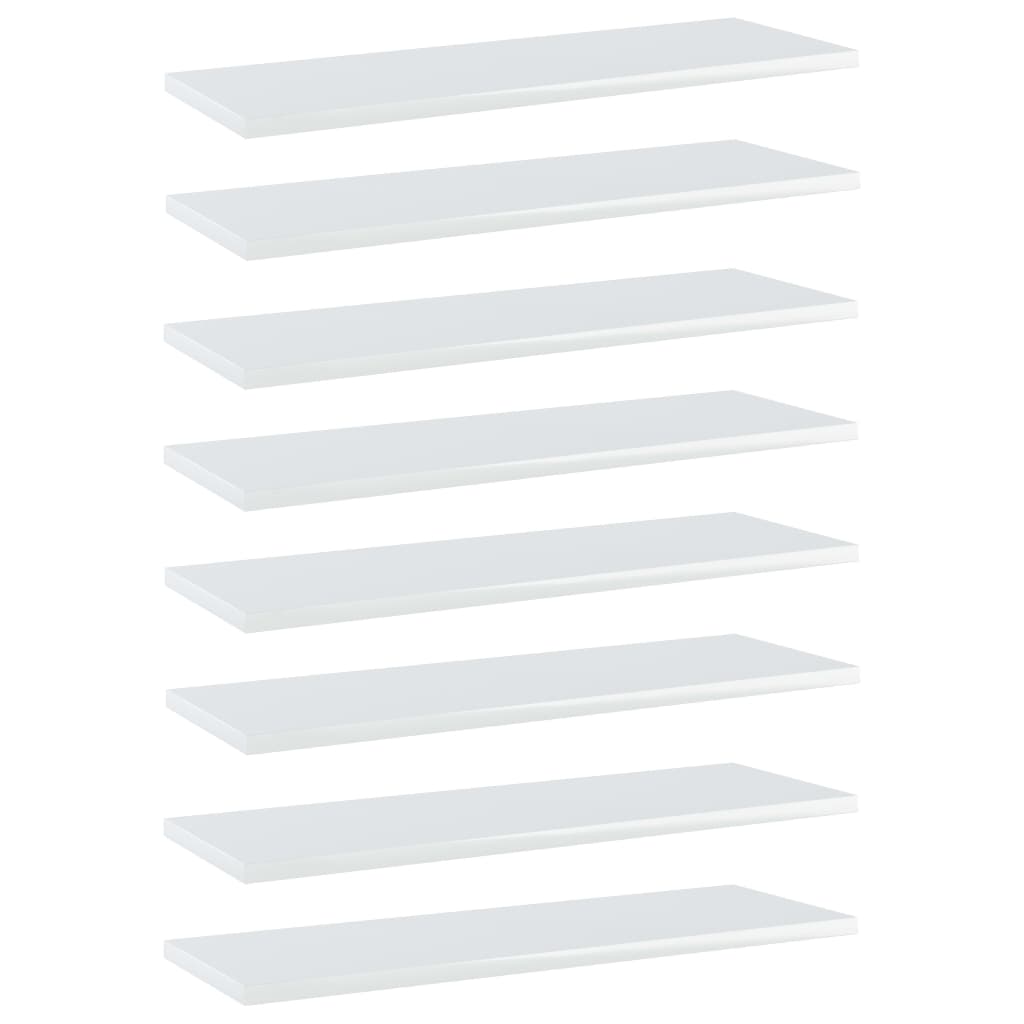 Image of vidaXL Bookshelf Boards 8 pcs High Gloss White 60x20x1.5 cm Engineered Wood