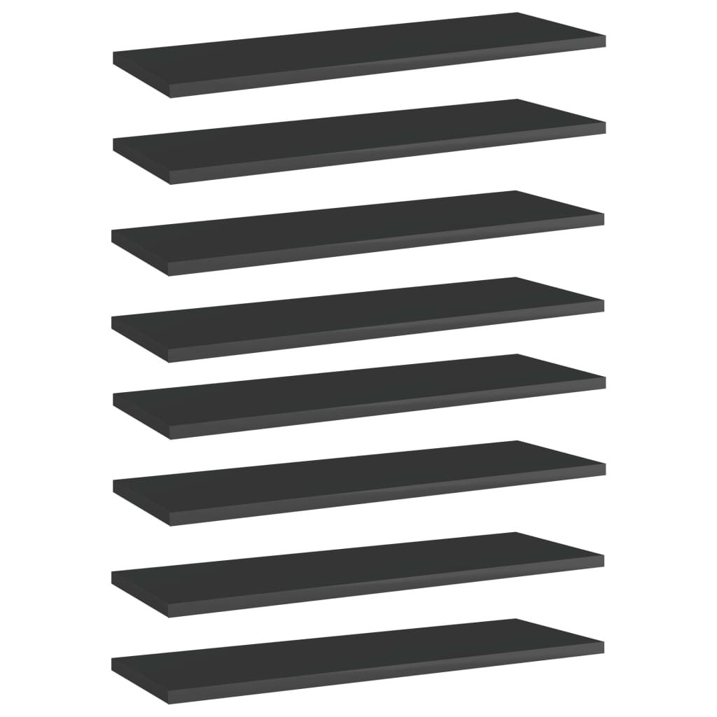 

vidaXL Bookshelf Boards 8 pcs High Gloss Black 23.6"x7.9"x0.6" Engineered Wood