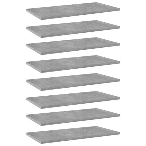 vidaXL riiuliplaadid 8 tk, betoonhall, 60x30x1,5 cm, puitlaastplaat