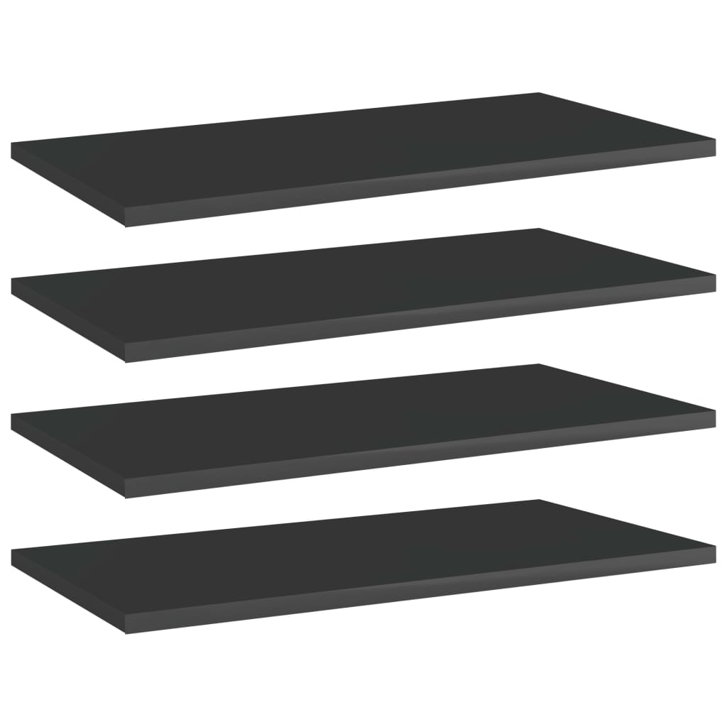 

vidaXL Bookshelf Boards 4 pcs High Gloss Black 23.6"x11.8"x0.6" Engineered Wood