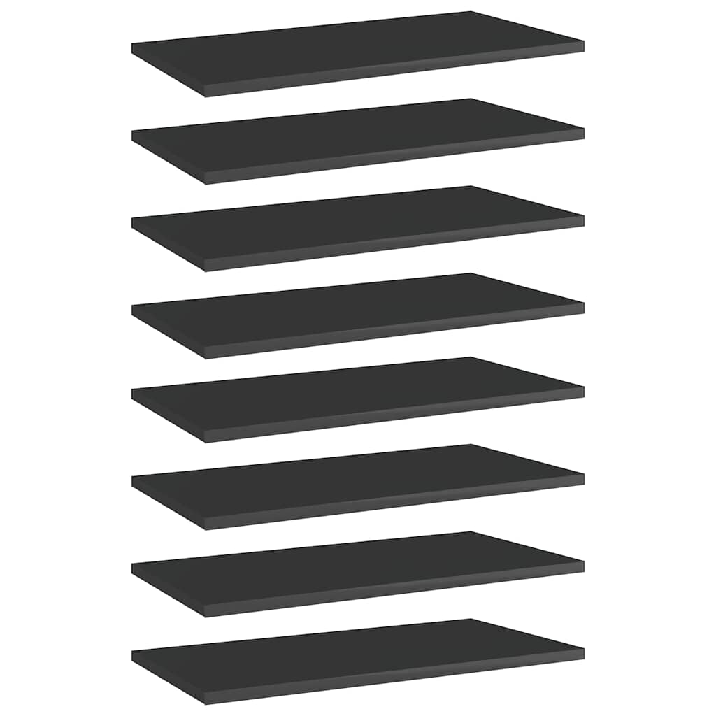 

vidaXL Bookshelf Boards 8 pcs High Gloss Black 23.6"x11.8"x0.6" Engineered Wood