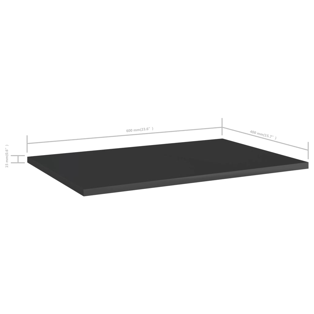 vidaXL Bookshelf Boards 8 pcs High Gloss Black 23.6"x15.7"x0.6" Chipboard