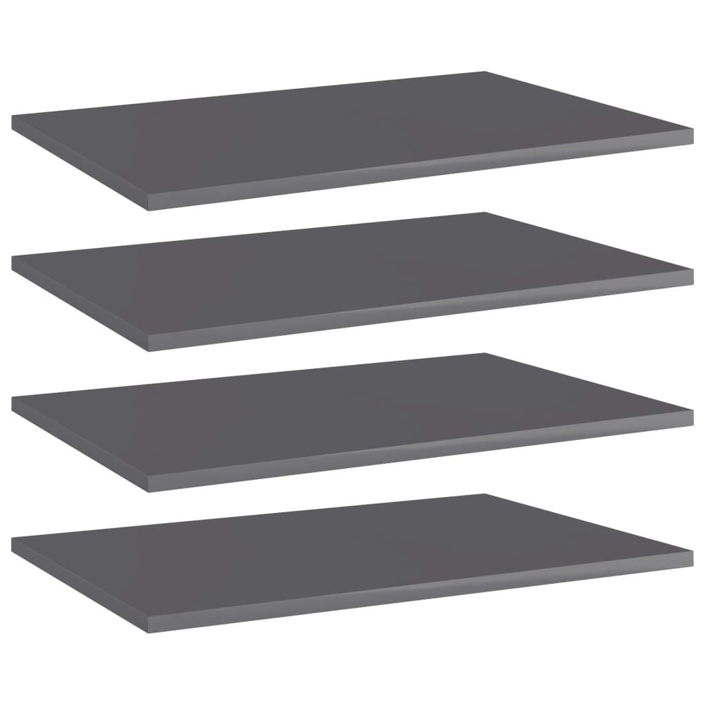 Image of vidaXL Bookshelf Boards 4 pcs High Gloss Grey 60x40x1.5 cm Engineered Wood