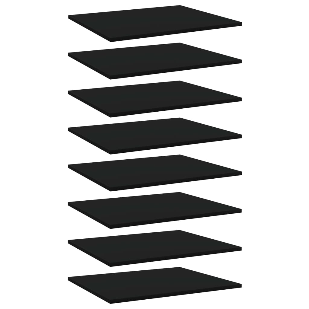 vidaXL Półki na książki, 8 szt., czarne, 60x50x1,5 cm, płyta wiórowa