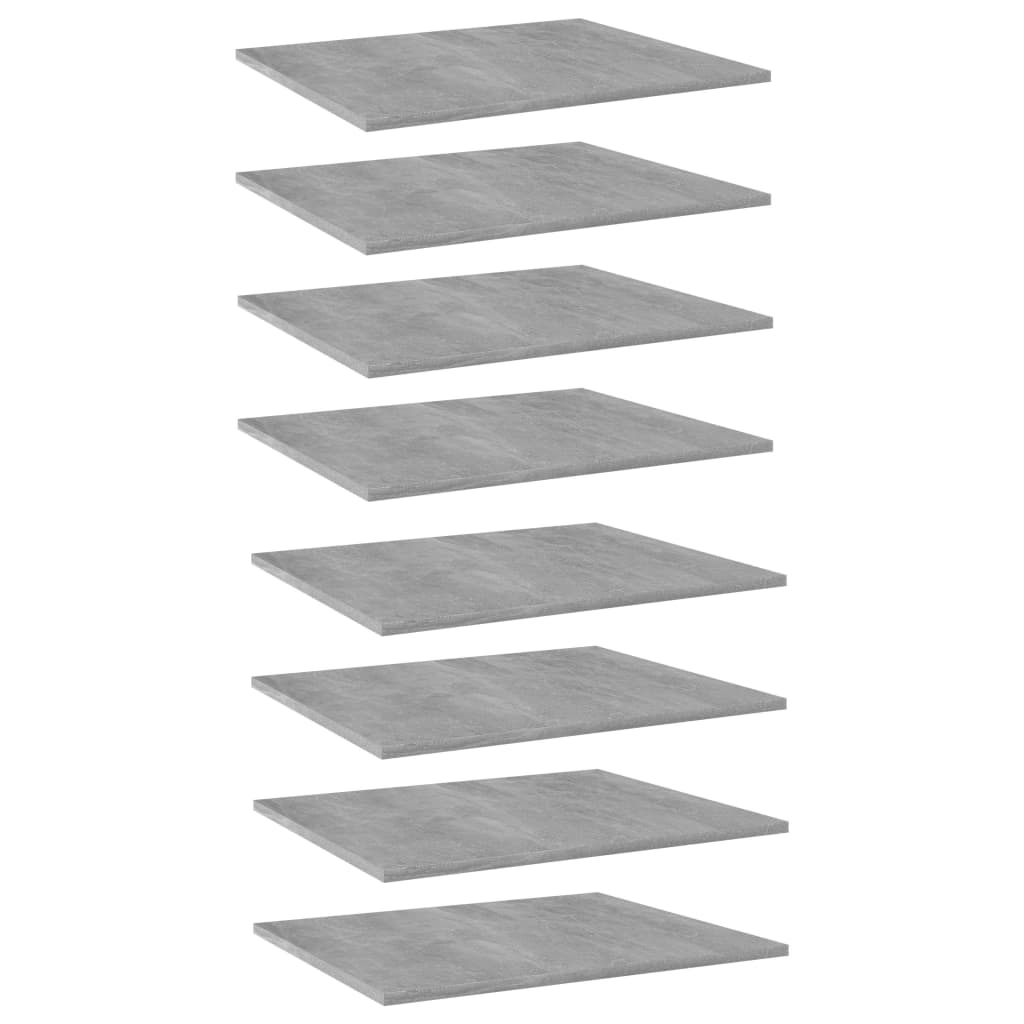 vidaXL Półki na książki, 8 szt., szarość betonu, 60x50x1,5 cm, płyta