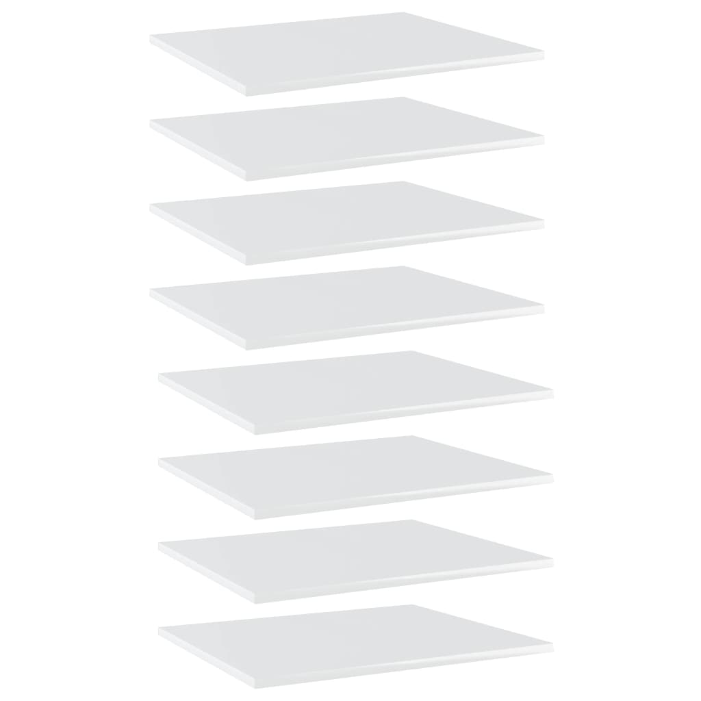 vidaXL Półki na książki, 8 szt., wysoki połysk, białe, 60x50x1,5 cm