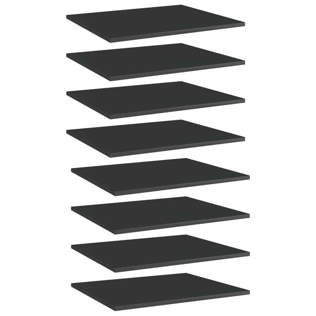 vidaXL Półki na książki, 8 szt., wysoki połysk, czarne, 60x50x1,5 cm