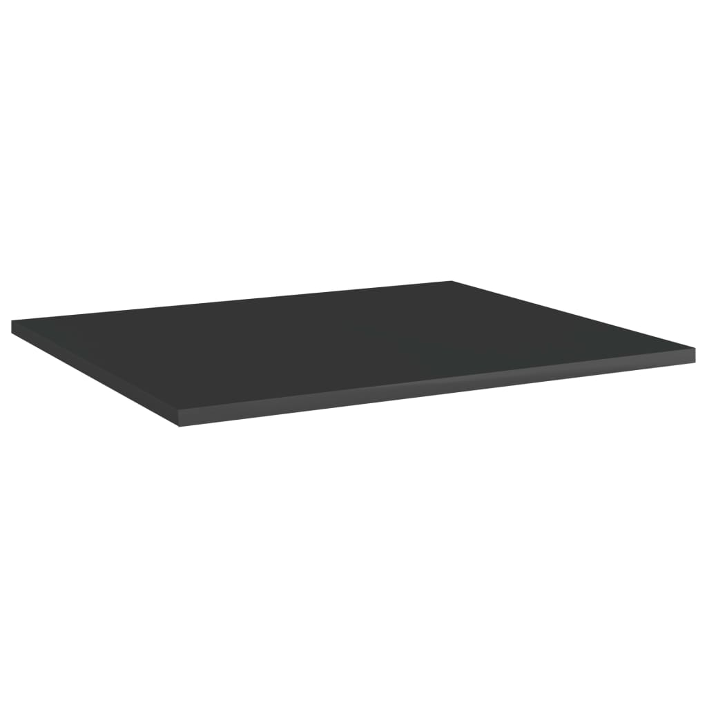 8 db magasfényű fekete forgácslap könyvespolc 60 x 50 x 1,5 cm