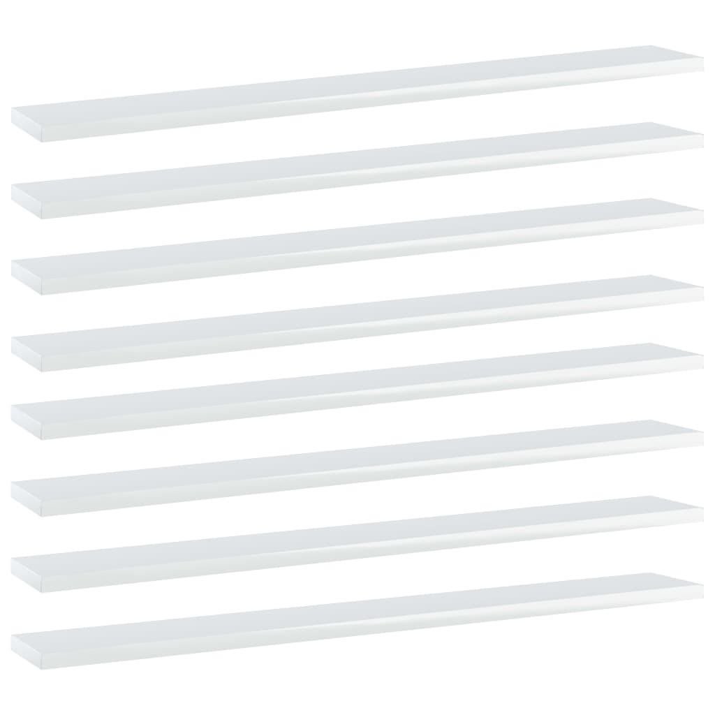 vidaXL Plăci bibliotecă, 8 buc. alb extralucios, 80 x 10 x 1,5 cm, PAL de la vidaxl imagine noua