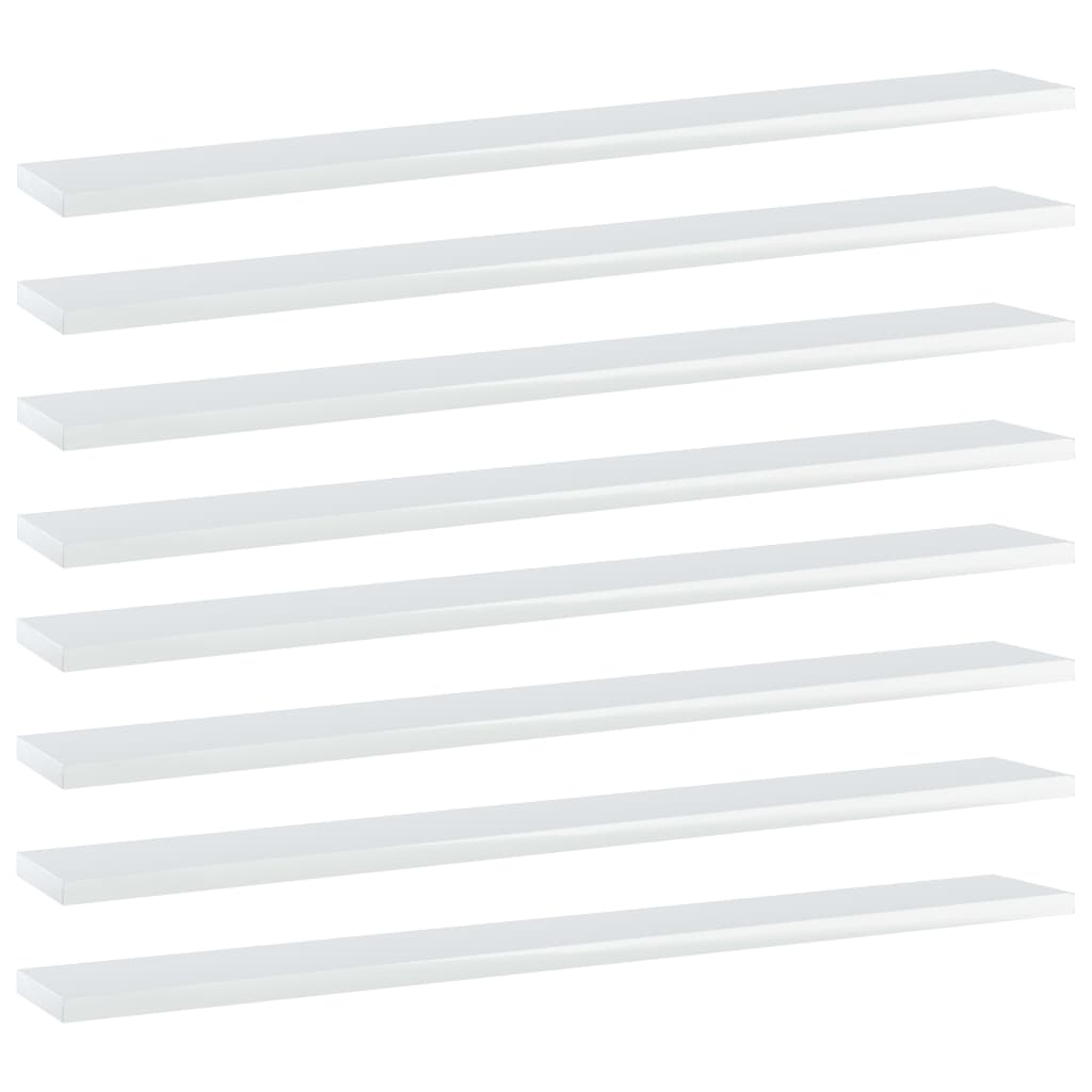 

vidaXL Bookshelf Boards 8 pcs High Gloss White 31.5"x3.9"x0.6" Engineered Wood