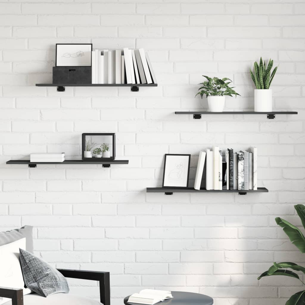 

vidaXL Wandschappen 4 st 80x20x1,5 cm spaanplaat grijs