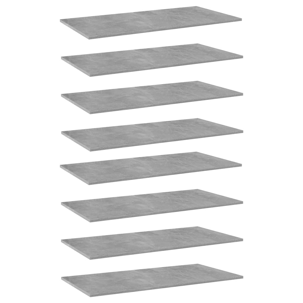 Image of vidaXL Bookshelf Boards 8 pcs Concrete Grey 80x20x1.5 cm Engineered Wood