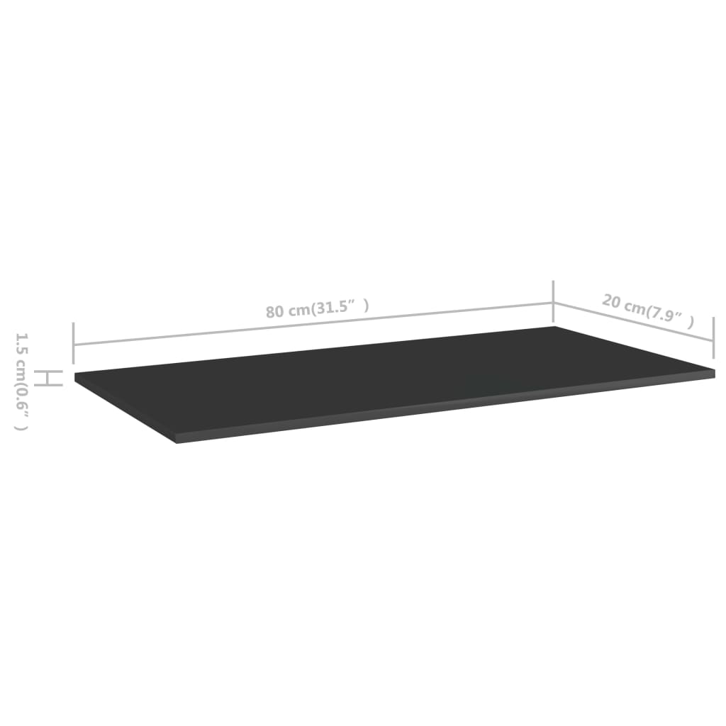 vidaXL Bookshelf Boards 4 pcs High Gloss Black 31.5"x7.9"x0.6" Chipboard