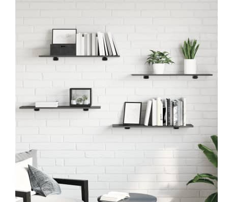vidaXL Wandschappen 8 st 80x20x1,5 cm spaanplaat hoogglans grijs