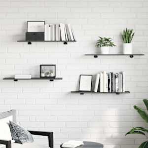 vidaXL Wandschappen 8 st 80x20x1,5 cm spaanplaat hoogglans grijs