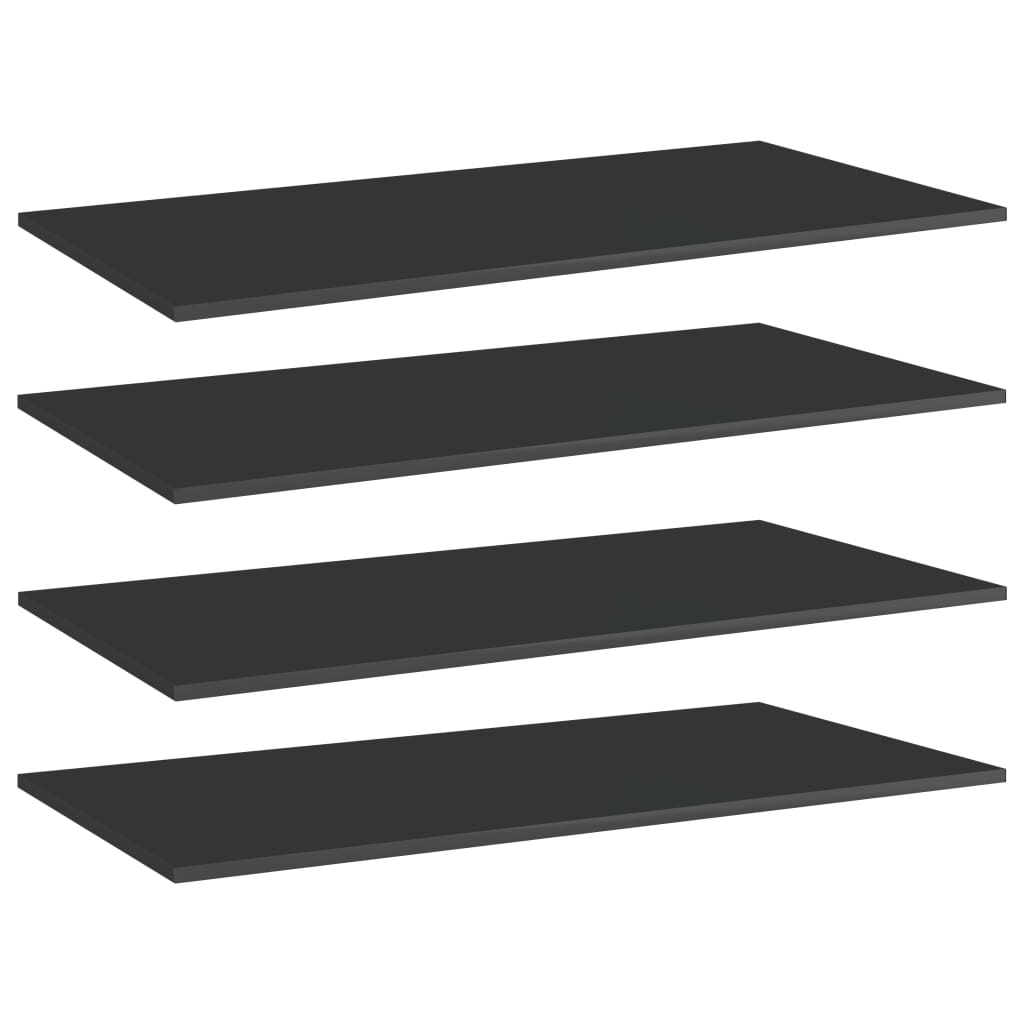 Image of vidaXL Bookshelf Boards 4 pcs High Gloss Black 80x30x1.5 cm Engineered Wood