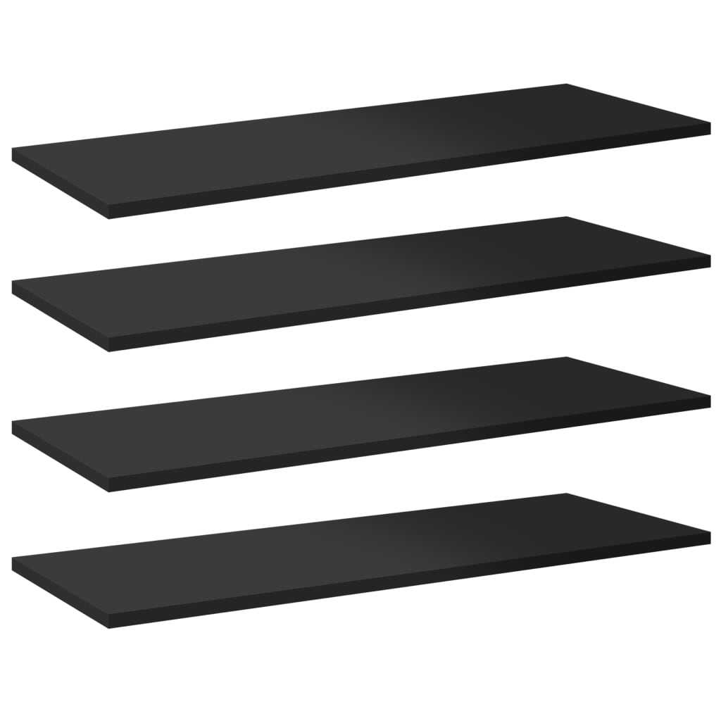 Image of vidaXL Bookshelf Boards 8 pcs High Gloss Black 80x30x1.5 cm Engineered Wood