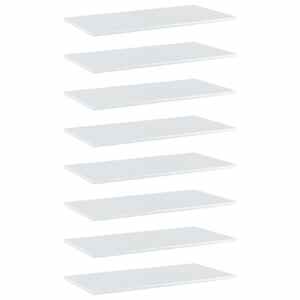 Dodatne police za omaro 8 kosov visok sijaj bele 80x40x1,5 cm