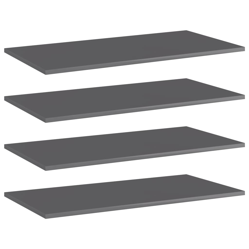 

vidaXL Bookshelf Boards 4 pcs High Gloss Gray 31.5"x15.7"x0.6" Engineered Wood