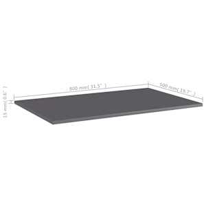 Přídavné police 4 ks šedé vysoký lesk 80x50x1,5 cm dřevotříska - obrázek 5