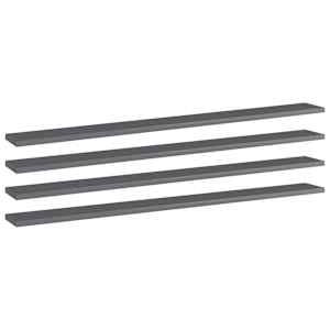 Dodatne police za omaro 4 kosi visok sijaj sive 100x10x1,5 cm