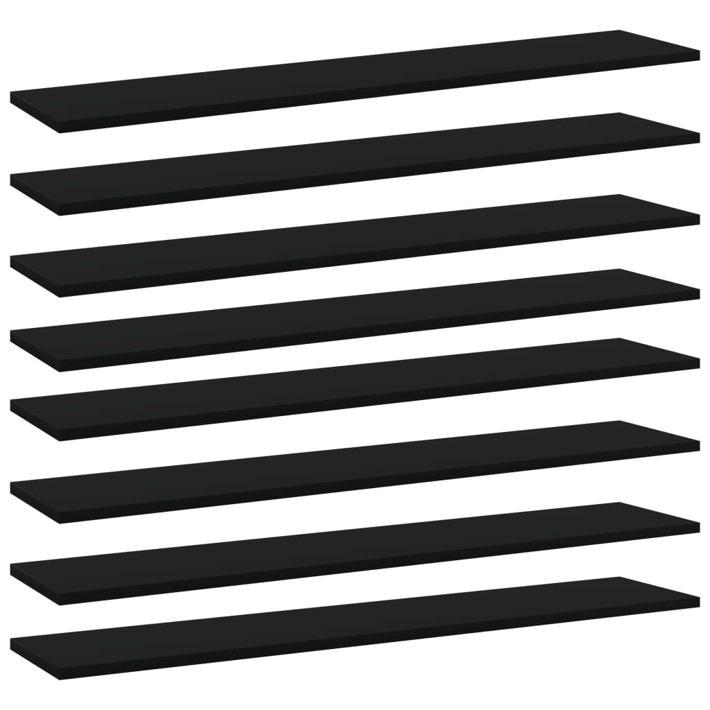 Image of vidaXL Bookshelf Boards 8 pcs Black 100x20x1.5 cm Engineered Wood