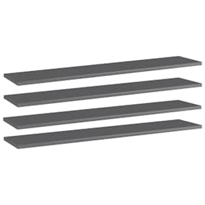 Přídavné police 4 ks šedé vysoký lesk 100x20x1,5 cm dřevotříska - obrázek 1