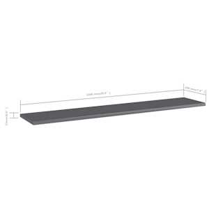 Přídavné police 4 ks šedé vysoký lesk 100x20x1,5 cm dřevotříska - obrázek 5