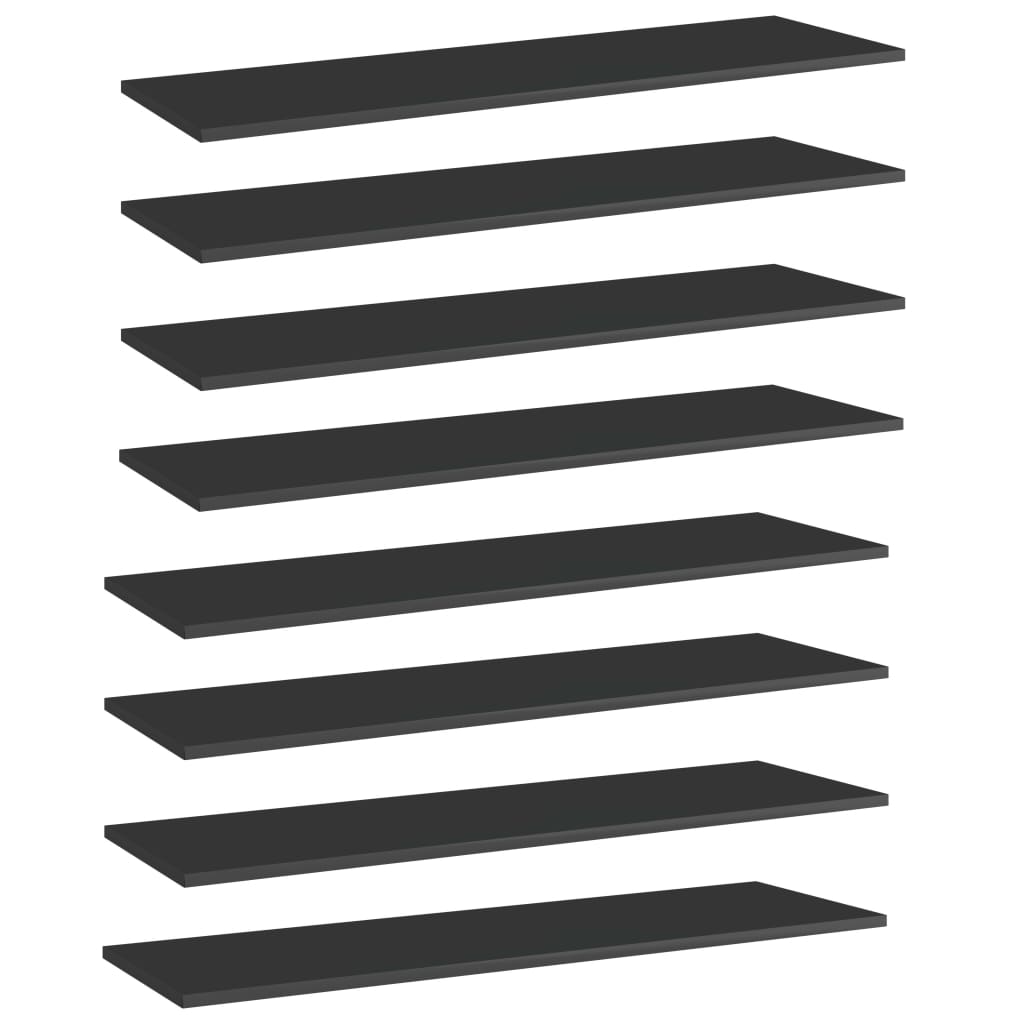 Photos - Display Cabinet / Bookcase VidaXL Bookshelf Boards 8 pcs High Gloss Black 39.4"x11.8"x0.6" Engineered Wood