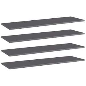 Přídavné police 4 ks šedé vysoký lesk 100x30x1,5 cm dřevotříska - obrázek 1