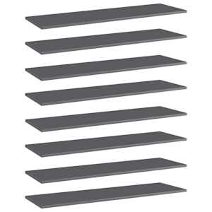 Přídavné police 8 ks šedé vysoký lesk 100x30x1,5 cm dřevotříska - obrázek 1