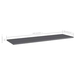 Přídavné police 8 ks šedé vysoký lesk 100x30x1,5 cm dřevotříska - obrázek 5