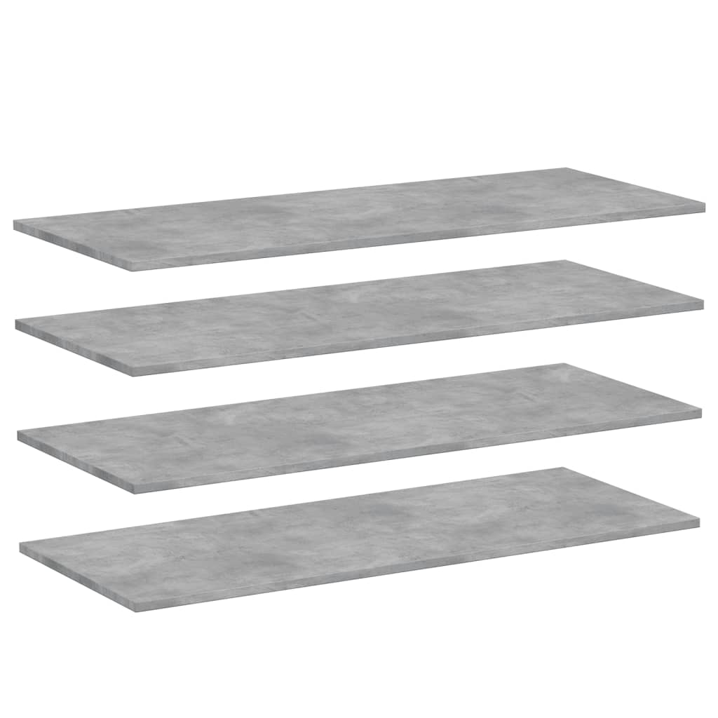 vidaXL boghylder 4 stk. 100x40x1,5 cm konstrueret træ betongrå