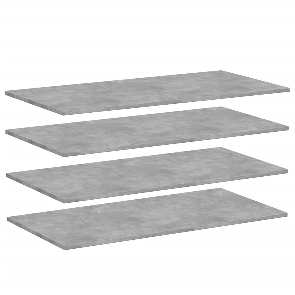 vidaXL boghylder 4 stk. 100x50x1,5 cm konstrueret træ betongrå