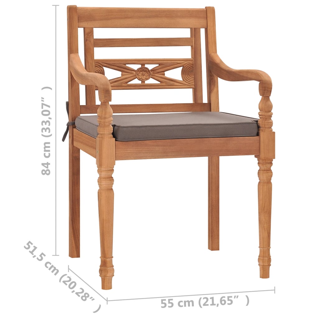 Batavia Chairs Patio Garden Lounge Chair with Cushions Solid Wood Teak vidaXL - Picture 12 of 57
